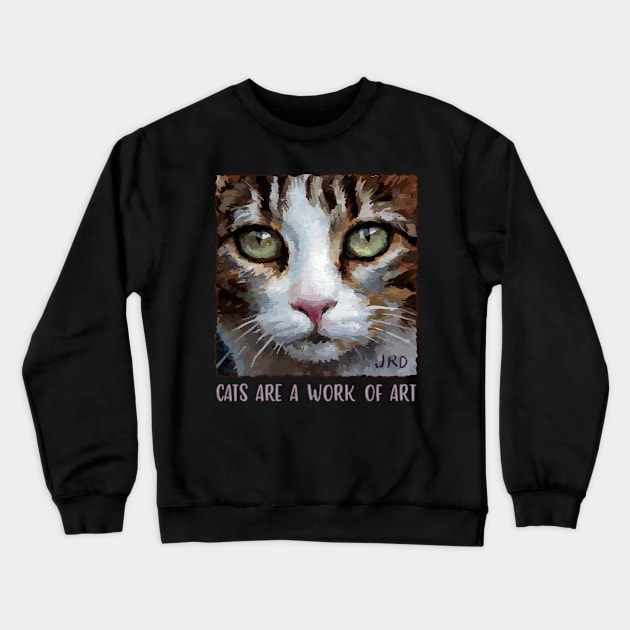 Cats are a work of art - artistic cat - soulful tabby kitty art Crewneck Sweatshirt by jdunster